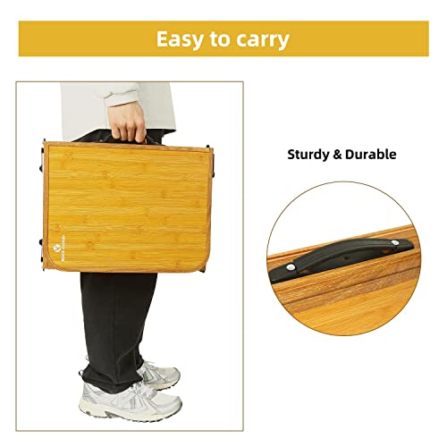 Portable Camping Table Ultralight Foldable 35x16 in with Bamboo Pattern, Outdoor Picnic & Hiking