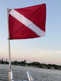 Boat T-Top Dive Flag & 48" Fiberglass Pole Kit for Scuba & Spearfishing