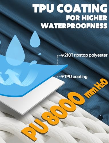 ANYOO Waterproof Hooded Rain Poncho for Adults with Zipper - Blue