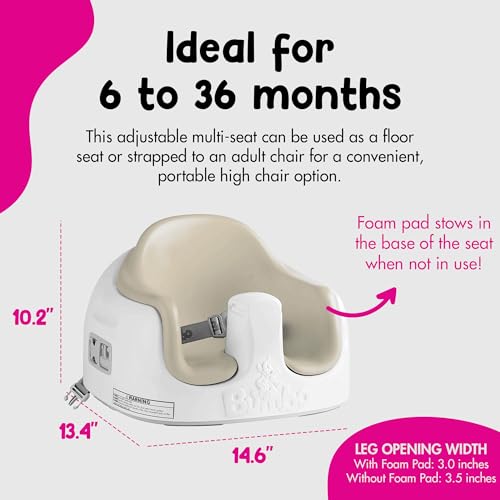 Bumbo 3-in-1 Portable Infant Booster Seat with Tray - Taupe, 1 Pack, 6-36 Months