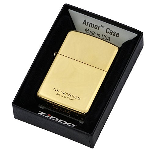 Zippo Armor Titanium Coating Gold Lighter - Scratch-Resistant & Durable