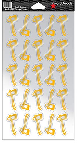 Gold Hatchet Vinyl Decals - 1 Inch, Heavy Duty, Made in USA, Yellow Gold on Clear Variation