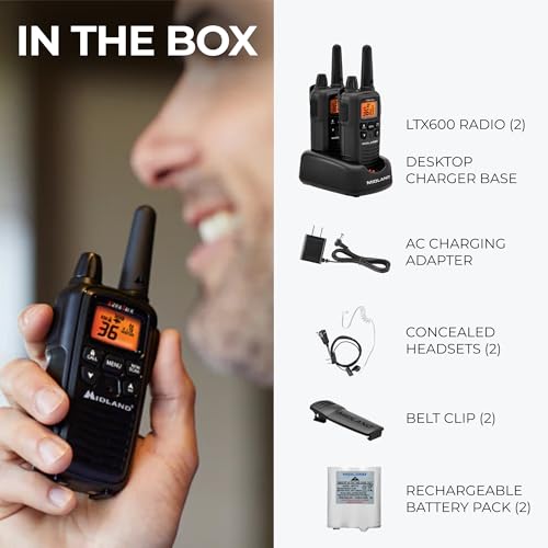 Midland LXT600BB 2-Pack Business Walkie-Talkies with Headsets, 30-Mile Range
