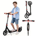 FREEDARE Foldable Kids & Teen & Adult Kick Scooter - Black Red, Adjustable & Lightweight