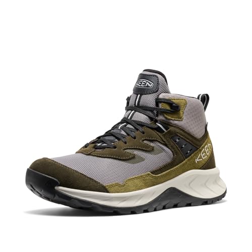 KEEN Men’s Hightrail Mid Waterproof Hiking Boots - Steel Grey/Forest Night 11