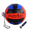 Tetherball Set with Soft Touch Ball, Rope, Carabiner - Red Blue Black Variations