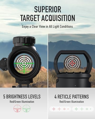 Pinty 3-9x32 4-in-1 Tactical Rifle Scope with Red-Green Dot & Laser Sight - Picatinny Mount