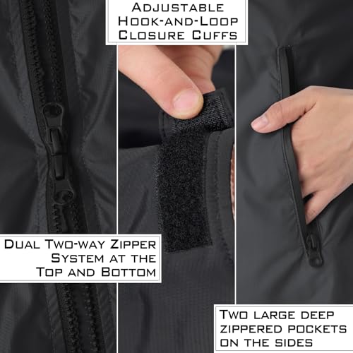 Kids Windproof Sherpa-Lined Swim Parka - Unisex Waterproof Coat, Size S - Black