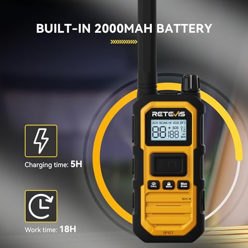 2 Pack GMRS Walkie Talkies Long Range Waterproof Two-Way Radio - IP67