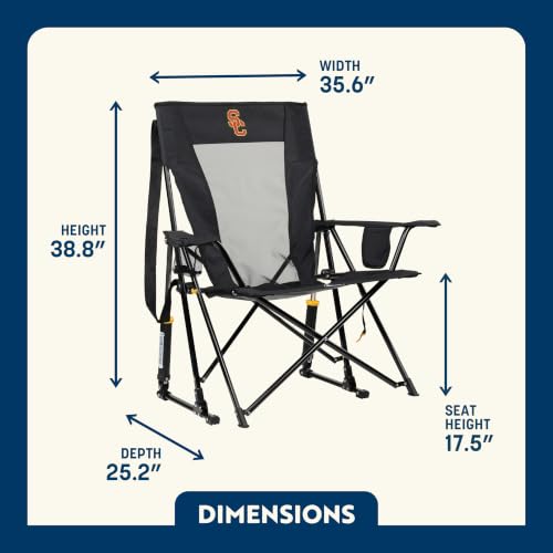 USC Trojans Camping Rocking Chair - Portable Folding Outdoor Seat with Drink Holder