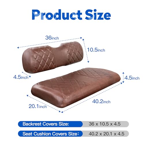 Brown Vinyl Seat Covers for EZGO TXT 1994-2013 & RXV Golf Carts - NOKINS