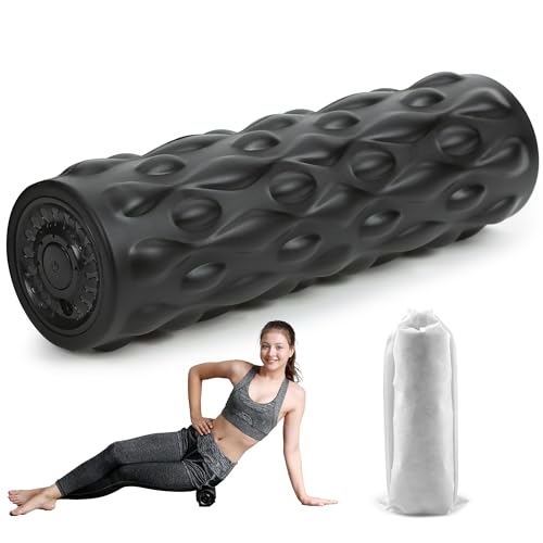 Vibrating Foam Roller for Deep Tissue Massage - 4-Speed, Rechargeable, Black