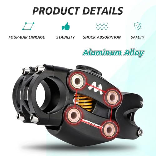 BUCKLOS 7° 90mm MTB Shock-Absorbing Bicycle Suspension Stem 31.8mm Handlebar