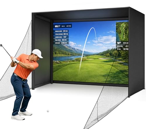 Diandian 10 x 8 ft Golf Simulator Enclosure Kit with 4K-Ready Impact Screen