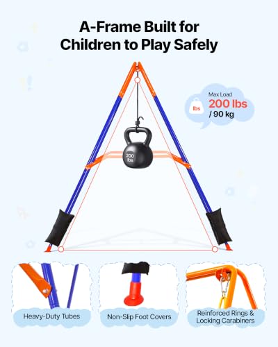 Toddler Swing and Jumper Set with Foldable A-Frame - Orange & Blue Variation