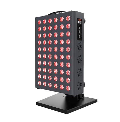 Hooga Red Light Therapy Panel with 60 Dual Chip LEDs – 660nm & 850nm, Tabletop Stand Included
