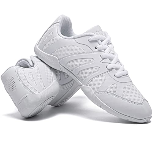 White Cheer Shoes for Women Girls Youth Cheerleading Sneakers - Size 10 - Breathable & Comfortable Athletic Flats