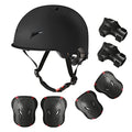 Adult Skateboard Helmet with Protective Gear Set Black Large (Head 22-23 inch)