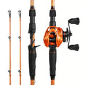 Fishing Rod and Reel Combo - 7'4" Twin-Tip Casting & Baitcasting Set - Orange