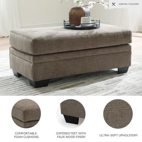 Dark Brown Oversized Upholstered Ottoman - Modern Living Room Footrest, 44" W
