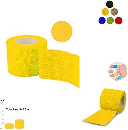 FOU Self-Adherent Wrap Tape - Flexible Athletic Bandages for First Aid | 2 Inch x 5 Yards, Yellow - 6 Pack