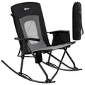 Portal Oversized Folding Rocking Camping Chair 400 lbs Mesh Back Grey/Black