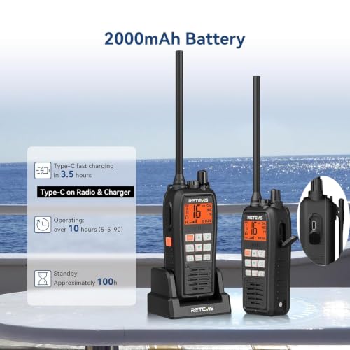 Retevis RM15 6W Marine VHF Radio Waterproof Floating with Emergency Light