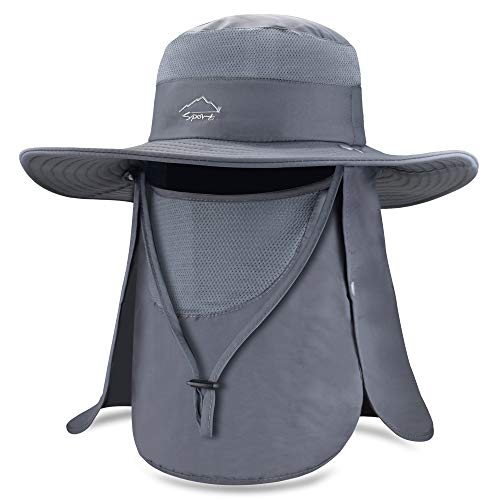 BROTOU Sun Cap Fishing Hats, UPF 50+ Wide Brim Outdoor Protection Hat, Sun Hat with Face & Neck Flap Cover for Men and Women (Army Green)