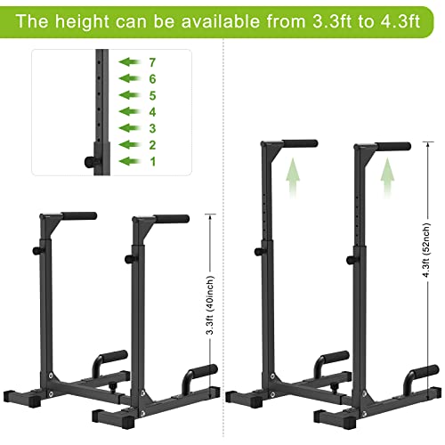 SELEWARE Adjustable Dip Bar Station Black for Home Gym Upper Body Workout