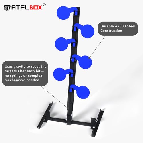Atflbox 6'' AR500 Steel Dueling Tree Target Kit for Shooting Range
