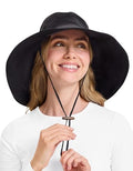 Solbari Women's UPF 50+ Cotton Linen Wide-Brim Sun Hat Small-Medium Black