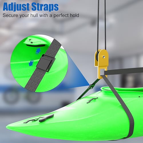 Kayak Pulley System for Garage Ceiling Hoist - 2 Set Self-Locking Canoe Storage