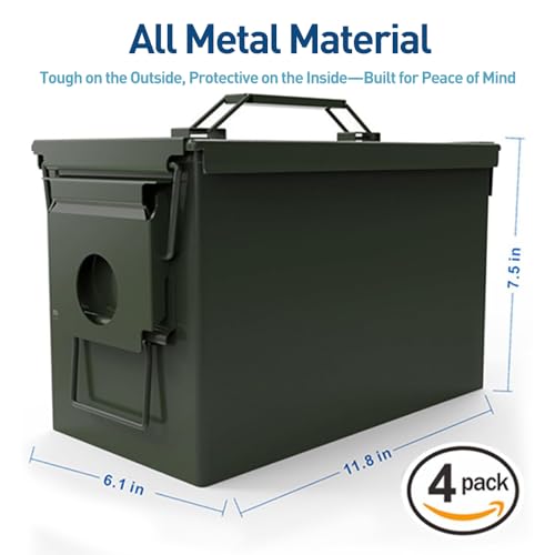 50 Cal Metal Ammo Can Waterproof & Airtight Storage - Blackish Green, HARDROCK