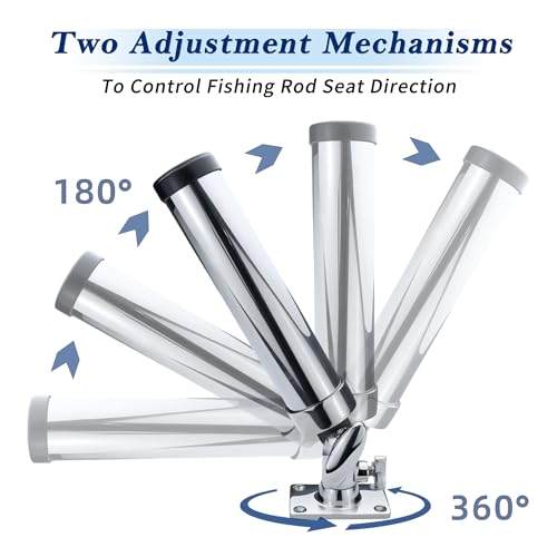 YANYUCB Silver Stainless Steel 360° Rotating Boat Fishing Rod Holder - 2 Pack