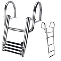 Silver 4-Step Pontoon Boat Ladder Stainless Steel Telescoping Rear Entry