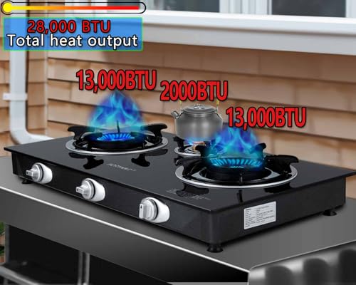 Horynar 3-Burner Propane Camping Stove with Auto Ignition & 28,000 BTU