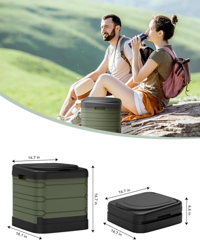 Portable Toilet for Adults Collapsible Camping Toilet - Green, 16.7-Inch Height
