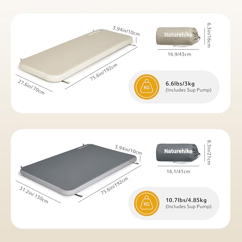 Naturehike Drop Stitch Single Sleeping Pad with Floor Pump - Brown