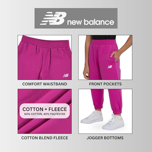 Girls Fleece Joggers 3-Pack - Black, Grey, Magenta | Sizes 14-16