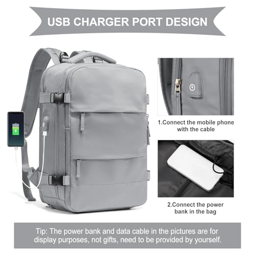 Coowoz 25L Grey Vacuum Travel Backpack with Pump, Waterproof Daypack for Women & Men