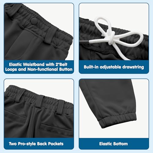 Toddler Baseball Pants 2T-5T for Boys - Black, 16 Years Size