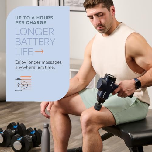 LifePro Sonic Percussion Massage Gun Blue with 8 Heads & 5 Speeds – Athlete-Grade Recovery