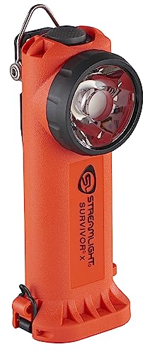 Streamlight Survivor X USB Rechargeable Firefighter Flashlight - 250 Lumens, Right-Angle, Orange, USB Battery