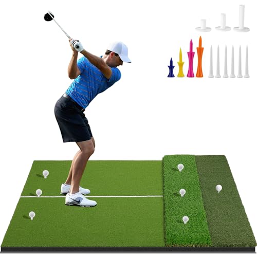 Premium Golf Hitting Mat 6x4ft Extra Large with Real Tee & Shock Absorption