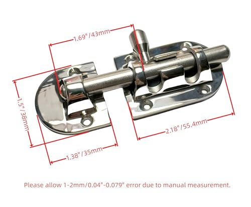 Heavy Duty Marine Stainless Steel Door Lock Latch 3-1/2 Inch Sliding Barrel Bolt