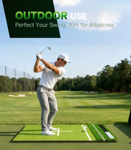 Laxcredu Ultra 6x4ft Golf Hitting Mat with Ball Tray - 21mm+45mm Turf Practice Mat