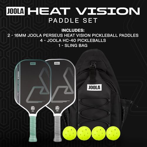 JOOLA Heat Vision Pickleball Paddle Set with 2 Carbon Fiber Paddles, 4 Balls & Sling Bag