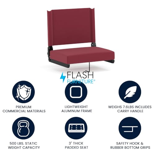 Ultra-Padded Portable Stadium Seat for Bleachers & Benches - Maroon, Set of 1