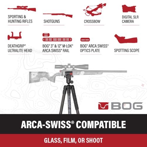 Carbon Fiber Hunting Tripod with Arca Swiss Mount & Gun Clamp - BOG DeathGrip