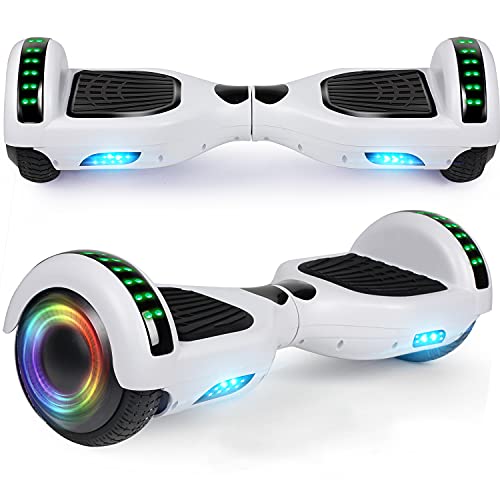 Self-Balancing Scooter with Bluetooth Speaker & LED Hub Lights - White A01